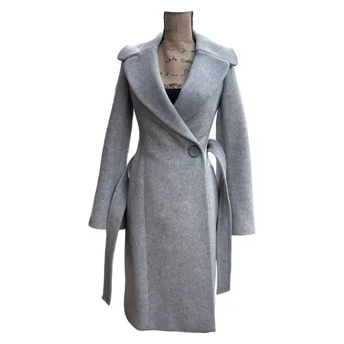 Stella McCartney New Wool Blend Belted Gray Knee Length Coat Women size 36