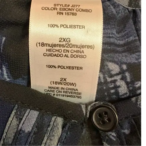 Just My Size Floral Pullover Blouse 3/4 Sleeve Womens 2X (18W-20W) Navy Blue - Image 7