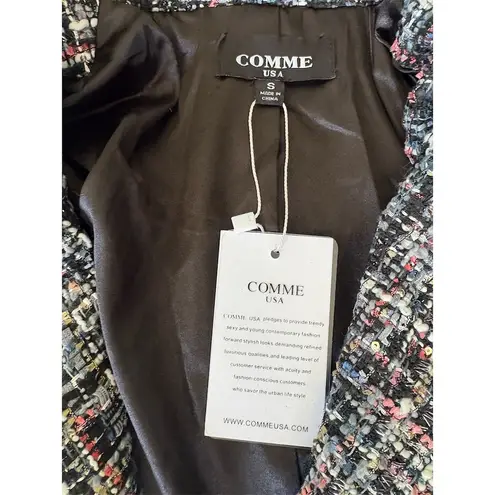 COMME USA Women's Tweed Jacket Multicolor Size S Button