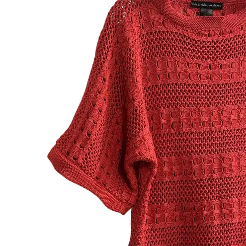 United States Sweaters Women's M Red Crochet Knit Pullover Sweater
