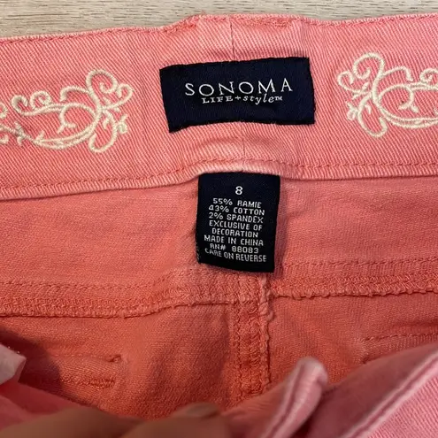 Sonoma Pink Denim Capri Stretchy Women's Jeans Size 8