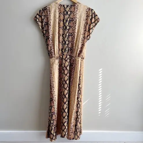 Joie  Bethwyn Snakeskin Print Wrap Mini Dress‎ in Fading Sun Brown, Size Small