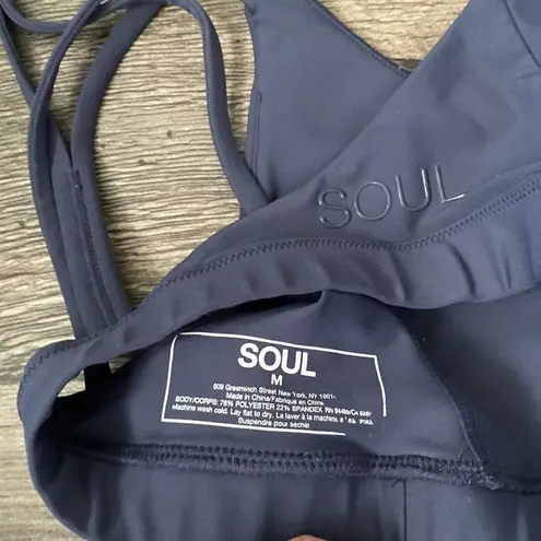 SoulCycle SOUL by  M Take the Plunge Blue Strappy Sports Bra