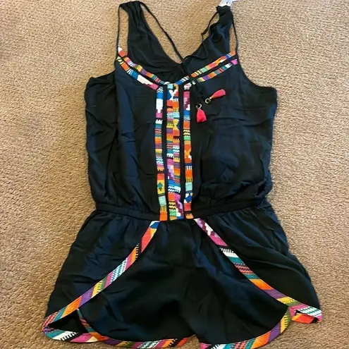 Nanette Lepore  Women’s Black & Colorful Shorts Romper - Image 1