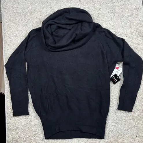 Poof New York Charcoal Grey Cowl Neck Sweater Size Large 2 Way Wear - Image 1