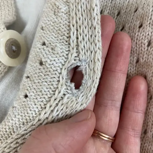 Christopher & Banks women's beige crocheted built-in tank button cotton sweater