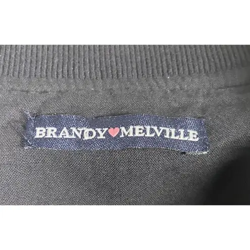Brandy Melville  Black Bomber Jacket One Size Preppy‎ Street wear Minimalist Zip