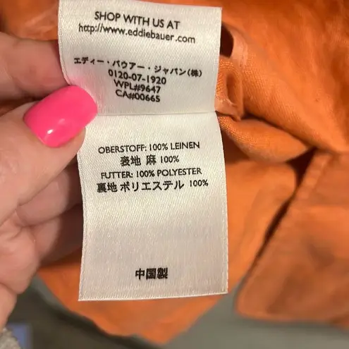 Eddie Bauer ✨ 100% Linen Coral Single Breasted
Classic 3-Button Blazer✨