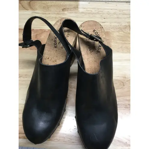 Kork-Ease Darby Slingback Clogs Women's 11 Black Leather Studded Comfort Shoes