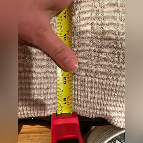 Loft  Cardigan striped Cream & Gold Light Brown With Metal Buttons Like New SZ S