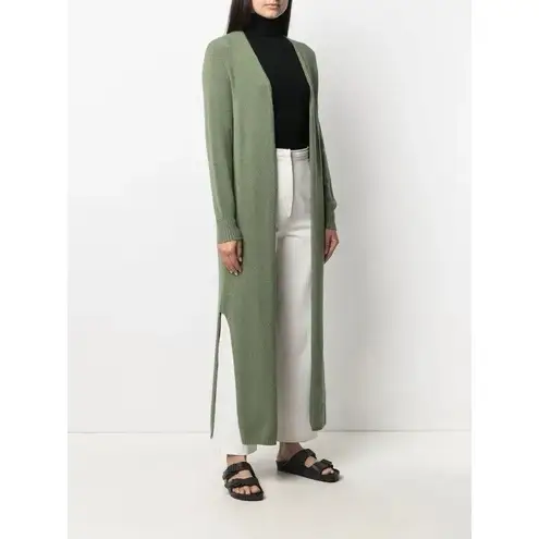 APPARIS Long Duster Cardigan Sweater Olive Green Maxi Split Sides Made in Italy Size undefined