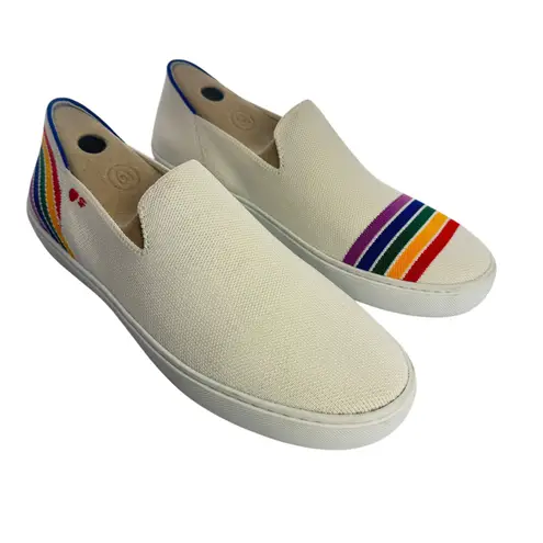 Rothy’s Women’s Pride SF Slip On White Sneaker Rainbow Size 10.5 LGBTQ Washable