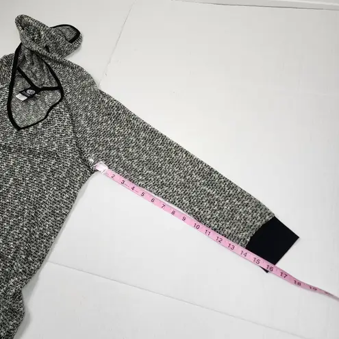 Bobeau Knit Hooded Sweater Sage Green Black Trim Semi-sheer Size M