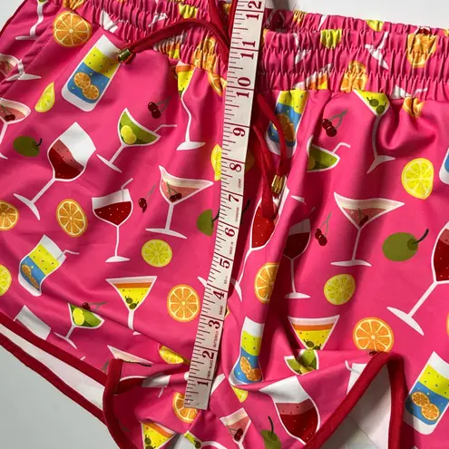 Jess Lea Cocktail Drink Print Activewear Shorts Size Large Pink