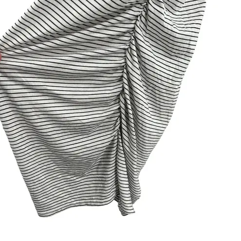 LA Made Black Stripe Sleeveless Ruched Knit Dress Small New