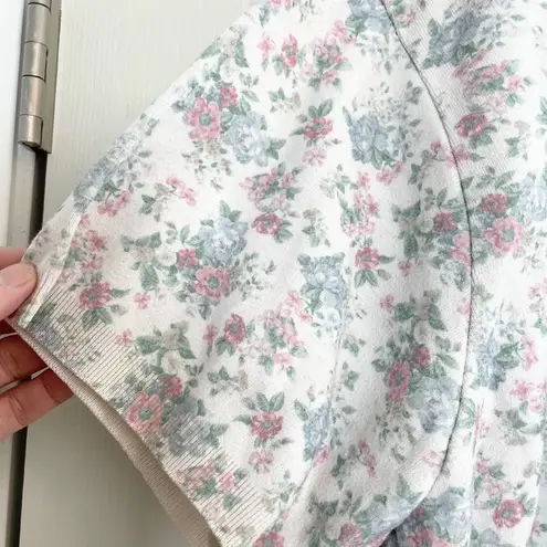 Stefano Basics Floral Knit Top Button Front Short Sleeve Cottagecore 22