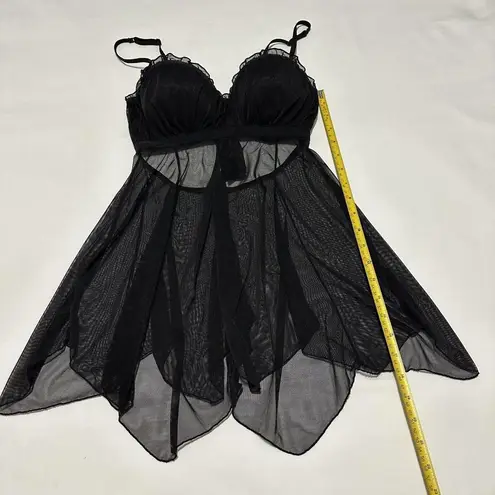 Native Intimates Women’s Black Mesh Babydoll Lingerie Lace 34C Sheer Mesh Size undefined