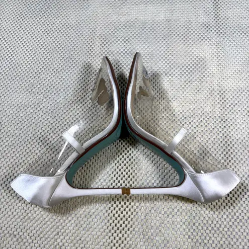 Blue by Betsey Johnson Demi Clear Glitter I Do Bridal Pumps Wedding Size 9 White