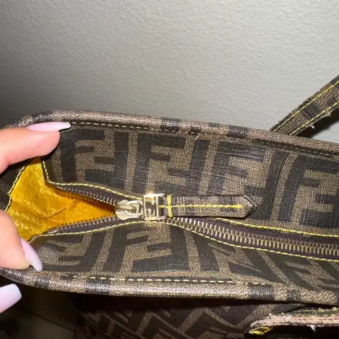 Fendi  Zucca Coated Canvas Tote Yellow Interior