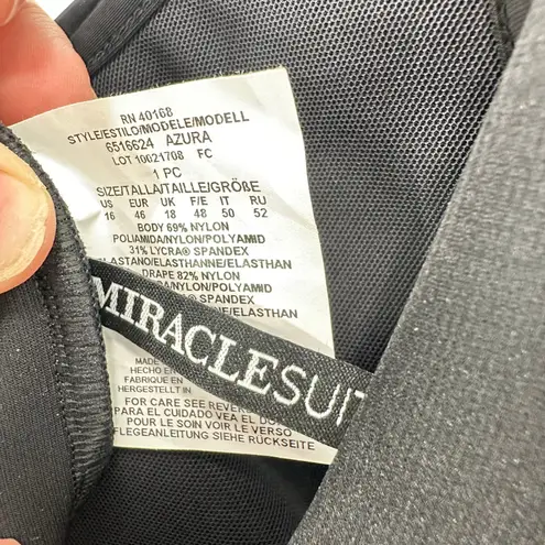 MiracleSuit Azura Black One Shoulder Ruched Tummy Control Swimsuit US 16