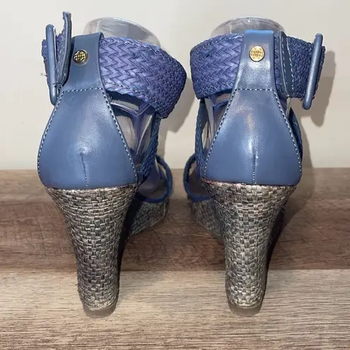 Dana Buchman Vintage Summer Woven Platform Wedge Sandals Blue Purple Size 10