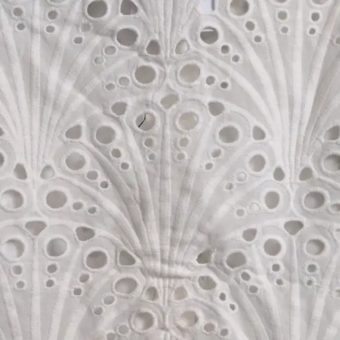 ANDIE NWT The Baltra Button Up White Eyelet Scalloped Hem Collared Shirt XL