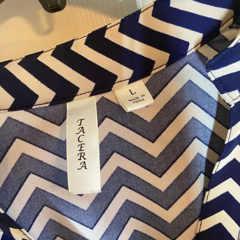 Tacera Navy & White Chevron Dress