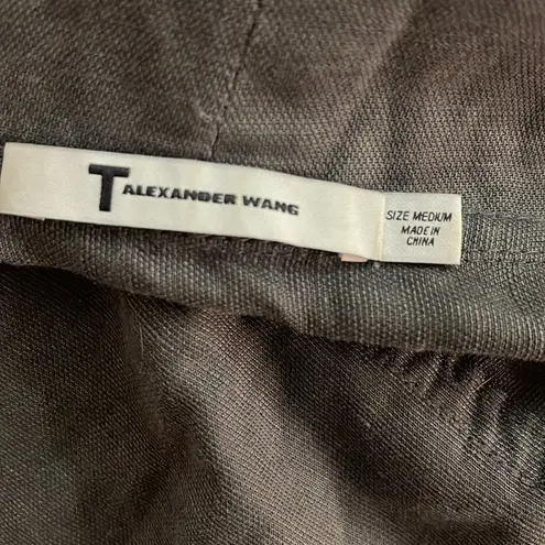 T by Alexander Wang Linen Tencel Romper Shorts Smoke Gray Feliz Size M