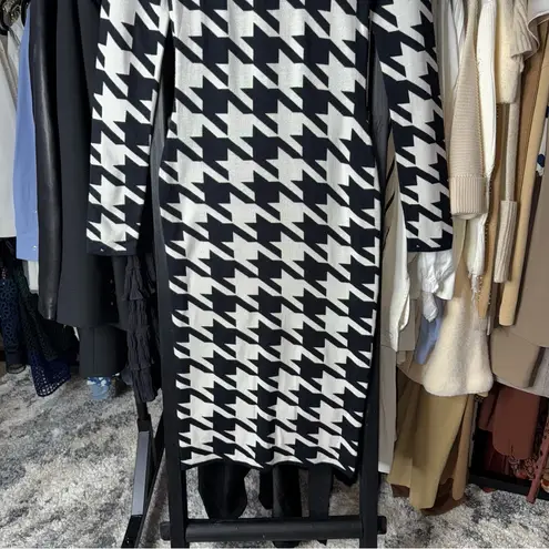 Sergio Hudson x Target Black Houndstooth Strong Shoulder Sweater Midi Dress Size XXS