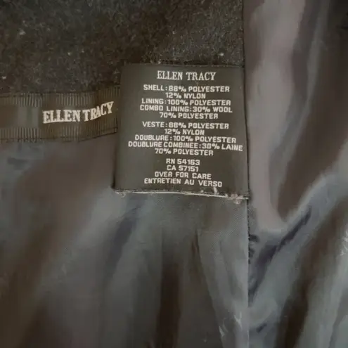 Ellen Tracy Lined and Belted black Over Coat/Trench