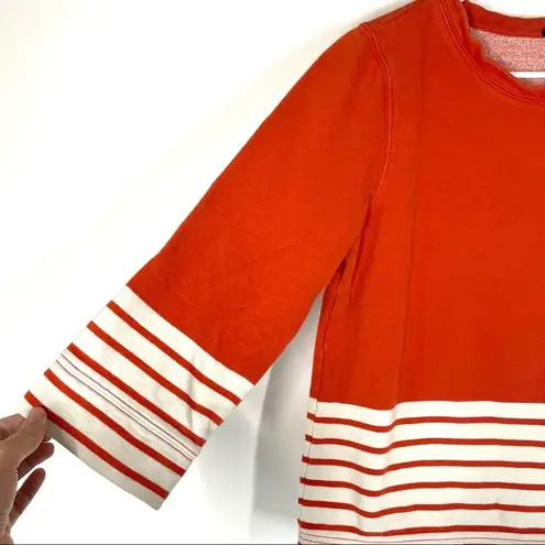 J.Crew  Nautical Crewneck Fleece Sweatshirt Red Cream Size Medium