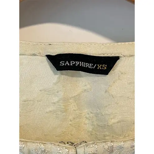 Sapphire Kurta Womens XS Yellow Embroidered Cotton Blouse Long Sleeve Party Wear