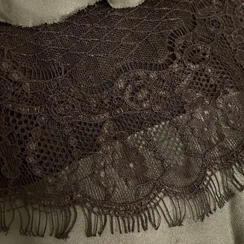 Poleci Green Silk Layered Camisole Tank Top Shirt Womens Size 4 Black Lace