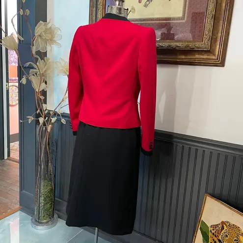 Vintage Devon Hall Maison Mendessolle Tuxedo Style Red Blazer & Skirt Set USA 💛🎀 Black