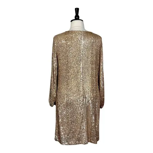 Preston & York New A-line Party Dress Gold Sequin Long Sleeves Women’s Size 18