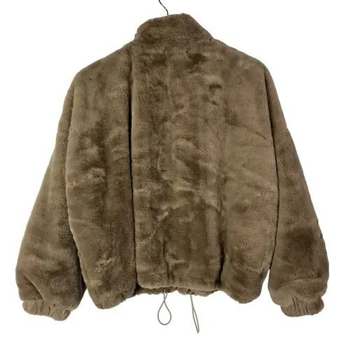 Boutique Lilyful Light Brown Faux Fur Cropped Puffer Jacket M