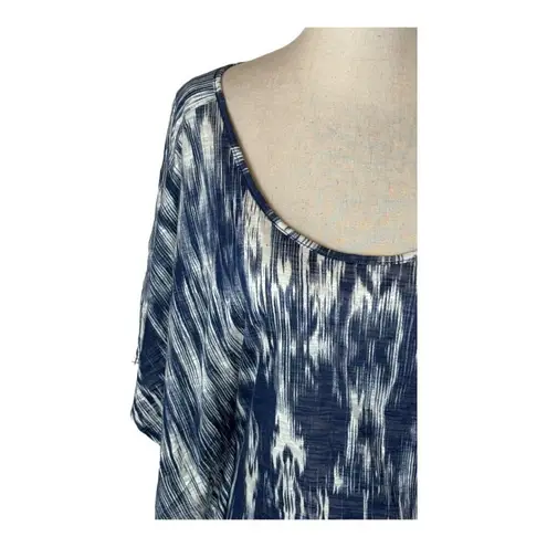 Velvet By Graham & Spencer Shirt Women Small Blue Ikat Batwing Sleeve Blouse