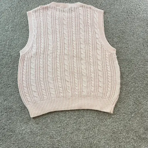Le Moda Vintage Pink Cable Knit Cotton Blend Sweater Vest Womens XL Retro 80's