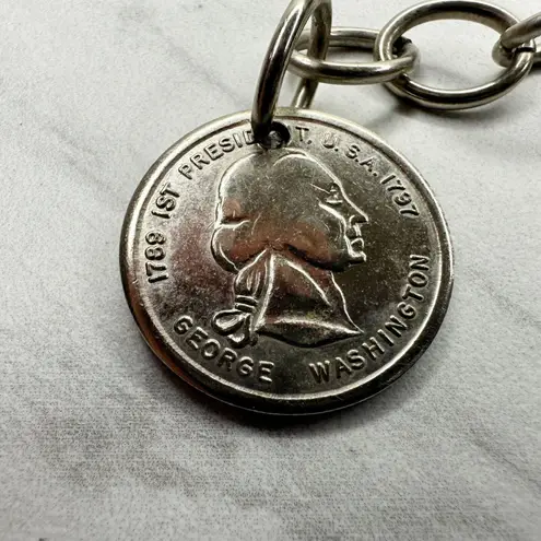 George Washington Coin Charm Chain Belt XS/Small (S) Y2K ✨ Silver