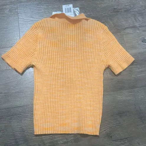 l*space L  ribbed collared short sleeve molly top apricot size small