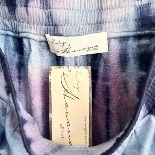 Vintage Havana Blue and Purple Tie Dye Elastic Waist Shorts