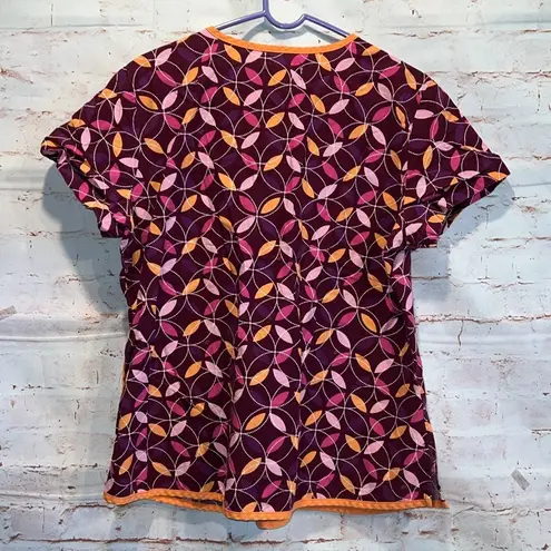 Becca Koi Women Large Pattern Short Sleeve Scrub Top Uniform Shirt Purple Orange