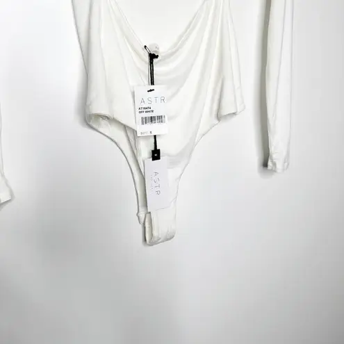 ASTR NWT  The Label Prue Back Twist Bodysuit Long Sleeve Women's White Size S