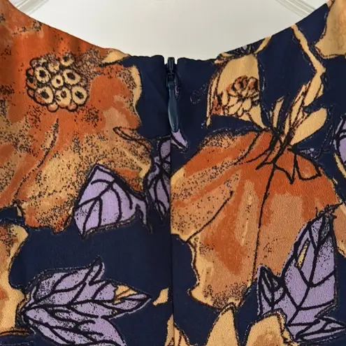 Babaton Aritzia Hopkins Blouse Floral Top Navy Orange Front Tie Women’s XXS