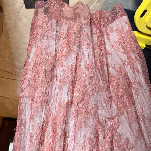 618 Six One Eight Strut & Bolt Elegant Blush Rose Lace Maxi Dress Size Small Pink