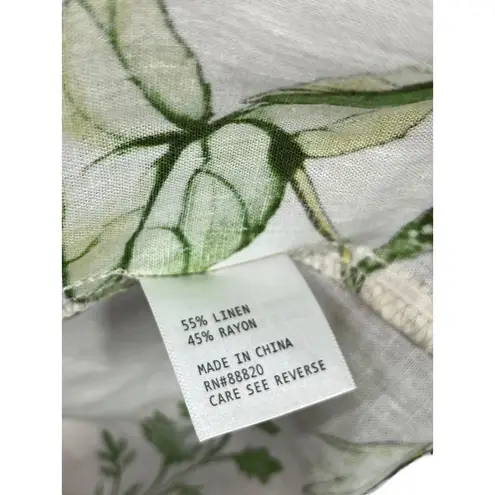 Christian Siriano Top Womens Large Floral Linen Blend Peasant Boho Festival