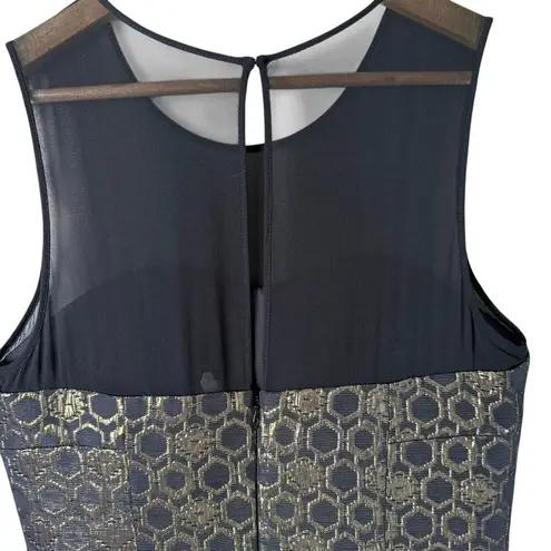 Club Monaco Bria Metallic Gold Honeycomb Mesh Cocktail Dress Sleeveless, Size 6