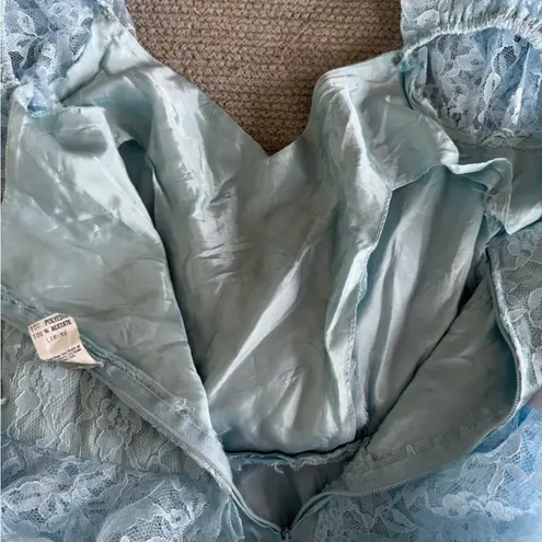 Vintage Lt Blue Lace Tiered Sweetheart Neckline Puff Sleeve Prom Formal Dress Size undefined