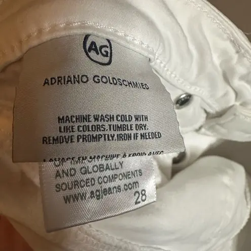 AG Adriano Goldschmied  Womens The Stilt Cigarette Crop Jeans White Size 28