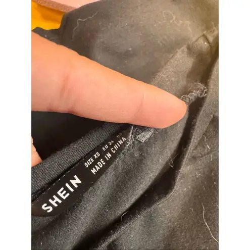 Butterfly Flame Graphic Crop Top Black Stretch Tee Size XS